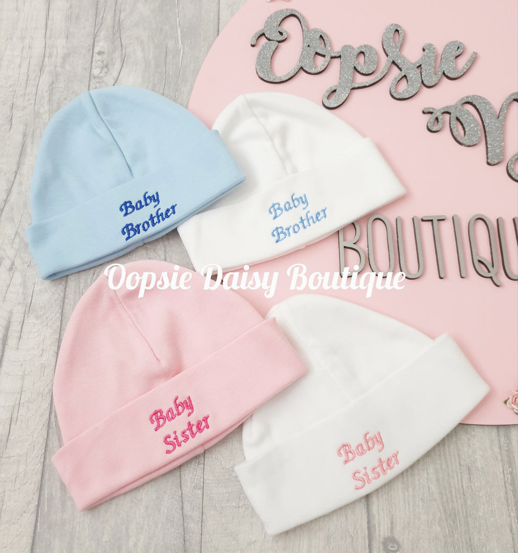 Baby Brother Baby Sister Hats Size Newborn