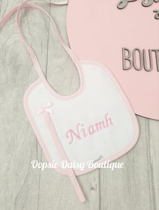 Personalised Spanish Bib With Dummy Clip Towelling Back