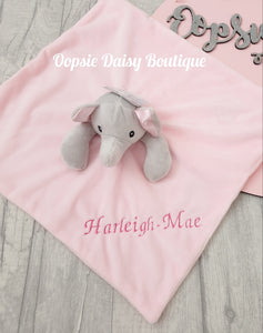 Personalised Baby Comforter Elephant Baby Blanket - Embroidered Design