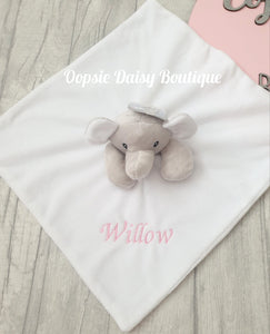 Personalised Baby Comforter Elephant Baby Blanket - Embroidered Design