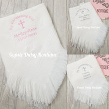 Load image into Gallery viewer, White Personalised Christening Day Shawl Blanket