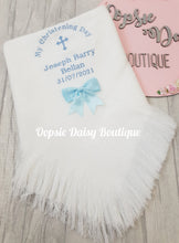 Load image into Gallery viewer, Personalised Christening Ribbon Shawl Blanket