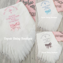 Load image into Gallery viewer, Personalised Christening Ribbon Shawl Blanket
