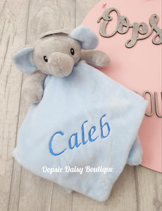 Personalised Baby Comforter Elephant Baby Blanket - Embroidered Design