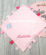 Load image into Gallery viewer, Personalised Baby Comforter Taggies Blanket - Baby Blanket - Embroidered Design
