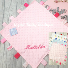 Load image into Gallery viewer, Personalised Baby Comforter Taggies Blanket - Baby Blanket - Embroidered Design