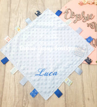 Load image into Gallery viewer, Personalised Baby Comforter Taggies Blanket - Baby Blanket - Embroidered Design