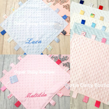 Load image into Gallery viewer, Personalised Baby Comforter Taggies Blanket - Baby Blanket - Embroidered Design