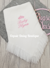 Load image into Gallery viewer, Personalised Baby Shawl Blanket with Crown/Tiara