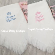 Load image into Gallery viewer, Personalised Baby Shawl Blanket with Crown/Tiara